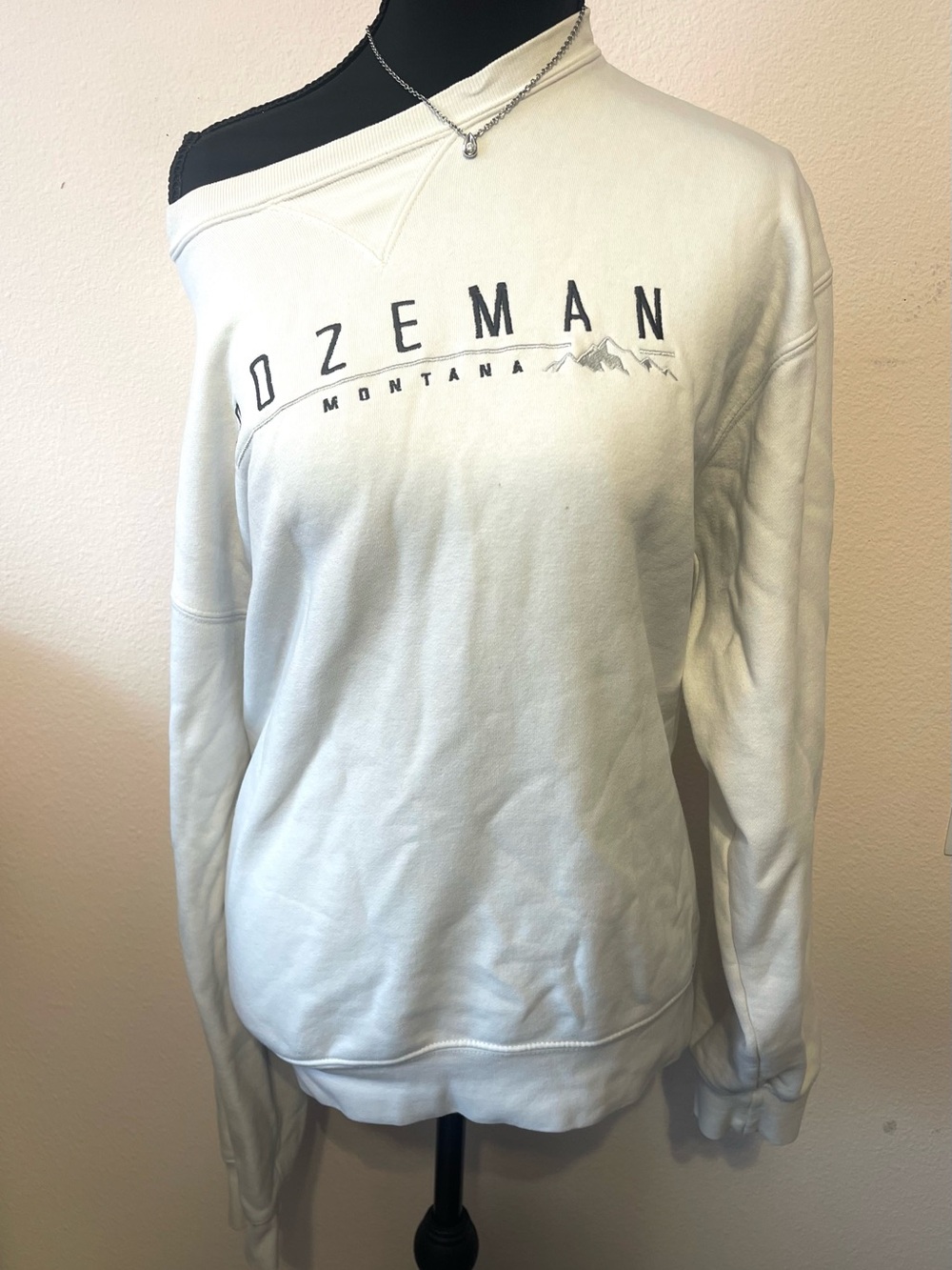 Montana Off-Shoulder Crewneck Sweater in Cream